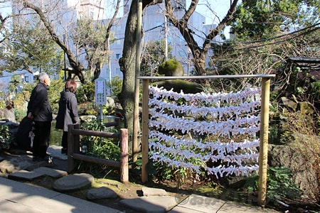 愛宕神社 おみくじ掛けの様子